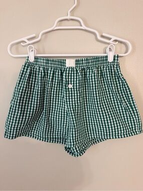 Green Gingham Women's Shorts